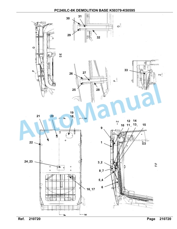 Komatsu PC240LC-8K Demolition Base Hydraulic Excavator Parts Manual - K50379 - K50595-4