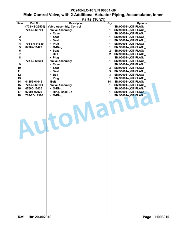 Komatsu PC240NLC-10 Hydraulic Excavator Parts Manual 90001-UP-2