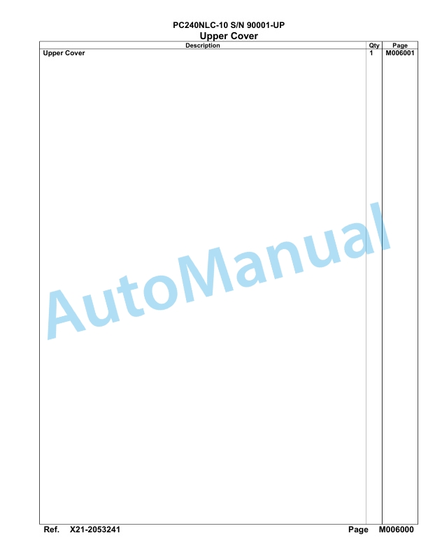 Komatsu PC240NLC-10 Hydraulic Excavator Parts Manual 90001-UP-4