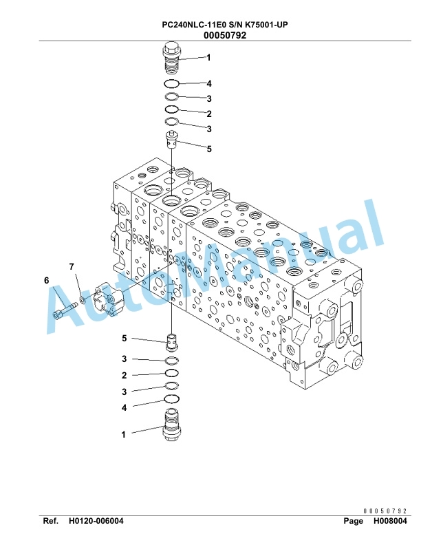 Komatsu PC240NLC-11E0 Hydraulic Excavator Parts Manual PC00069U-2