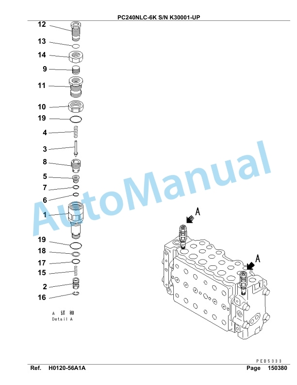 Komatsu PC240NLC-6K Hydraulic Excavator Parts Manual SA6D100U, SA6D102U-2