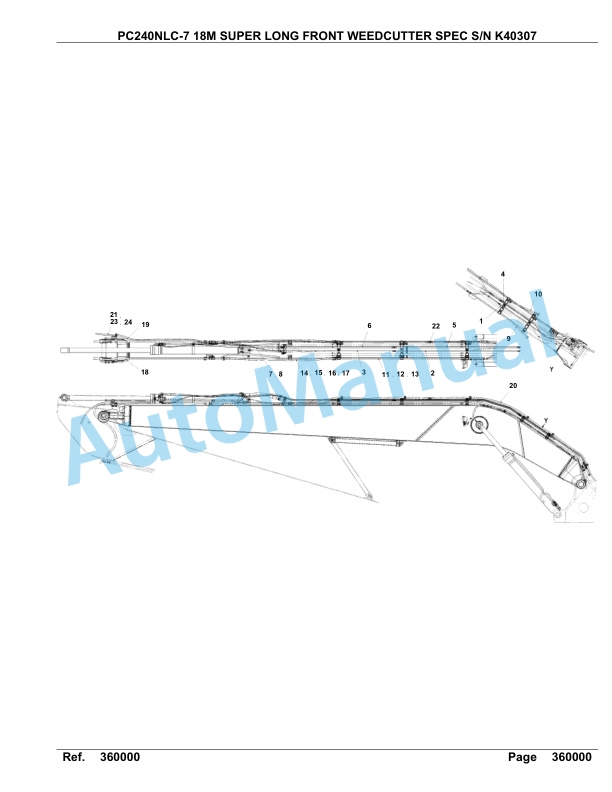 Komatsu PC240NLC-7 18M Super Long Front Weedcutter Spec Parts Manual K40307-4