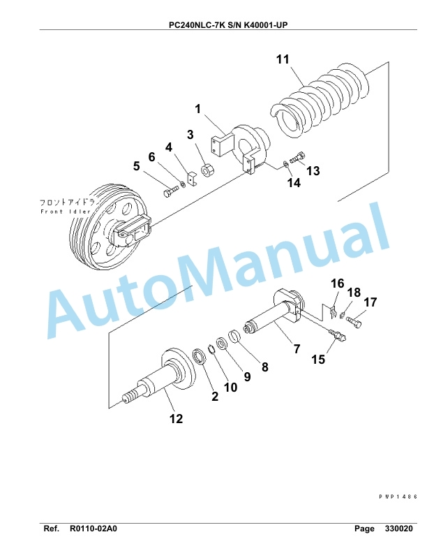 Komatsu PC240NLC-7K Hydraulic Excavator Parts Manual SAA6D15U-4