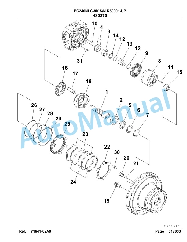 Komatsu PC240NLC-8K Hydraulic Excavator Parts Manual SAA6D1HU-5