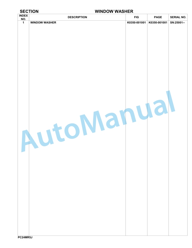 Komatsu PC24MR-5 Hydraulic Excavator Parts Manual 25001-UP-4