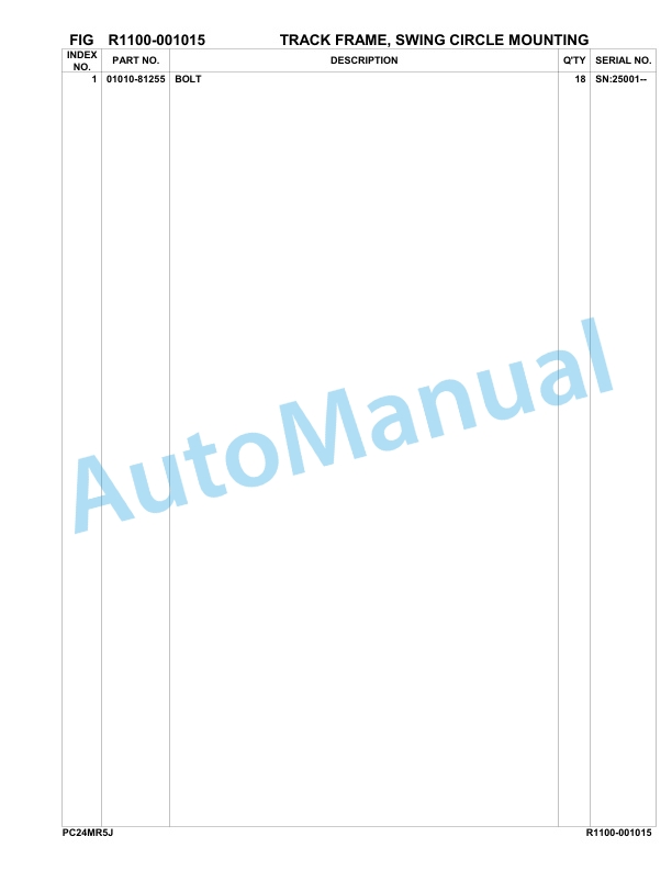 Komatsu PC24MR-5 Hydraulic Excavator Parts Manual 25001-UP-5