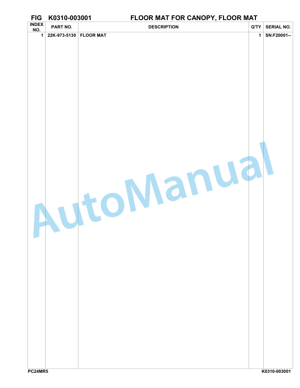 Komatsu PC24MR-5 Hydraulic Excavator Parts Manual F20001-Up-4
