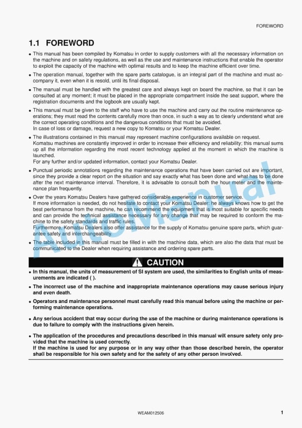 Komatsu PC26MR-3 Operation and Maintenance Manual WEAM012506