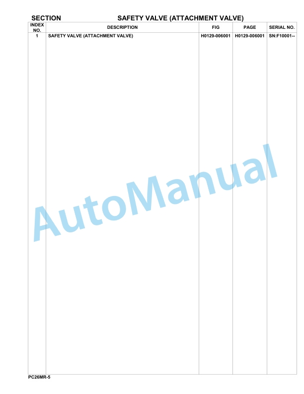 Komatsu PC26MR-5 Hydraulic Excavator Parts Manual F10001-UP-3