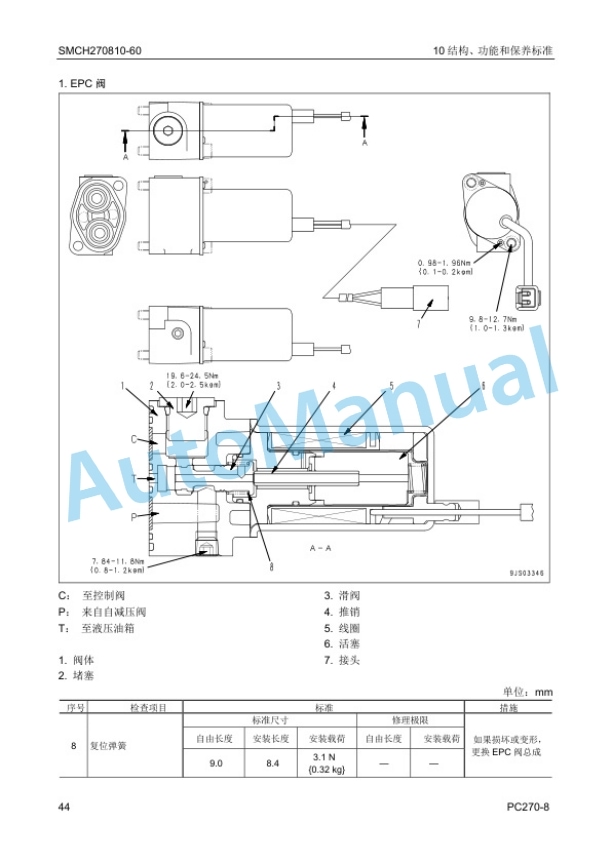 Komatsu PC270-8 Hydraulic Excavator Parts Manual SMCH270802-2