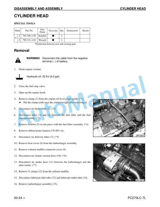 Komatsu PC270LC-7L Hydraulic Excavator Shop Manual CEBM005905-5