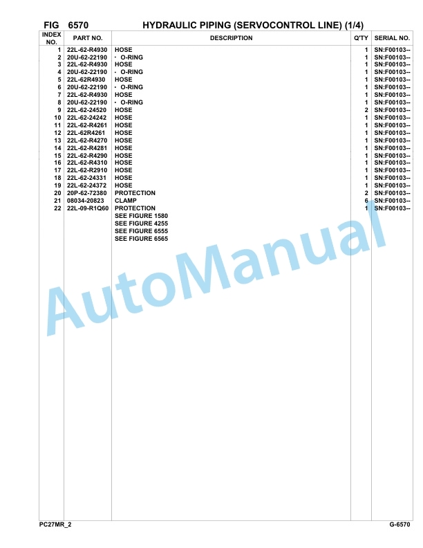 Komatsu PC27MR-2 Hydraulic Excavator Parts Manual F00103-up-5