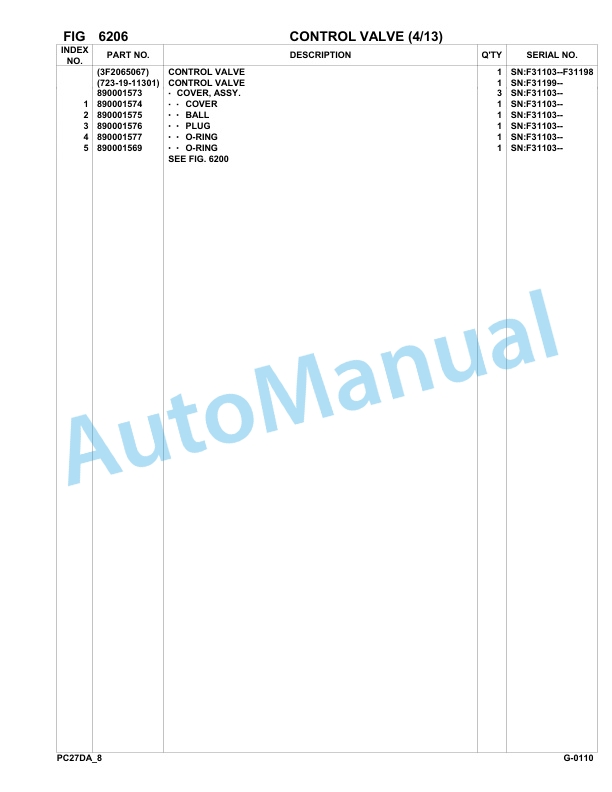 Komatsu PC27R-8 DELUXE Hydraulic Excavator Parts Manual F31103-up-4