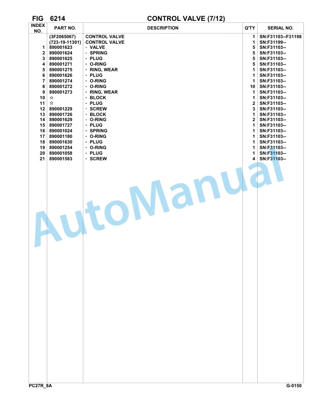 Komatsu PC27R-8 Hydraulic Excavator Parts Manual F31103-up-4