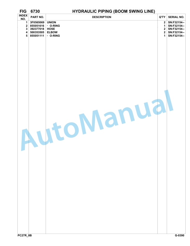 Komatsu PC27R-8 Hydraulic Excavator Parts Manual F32154-up-5