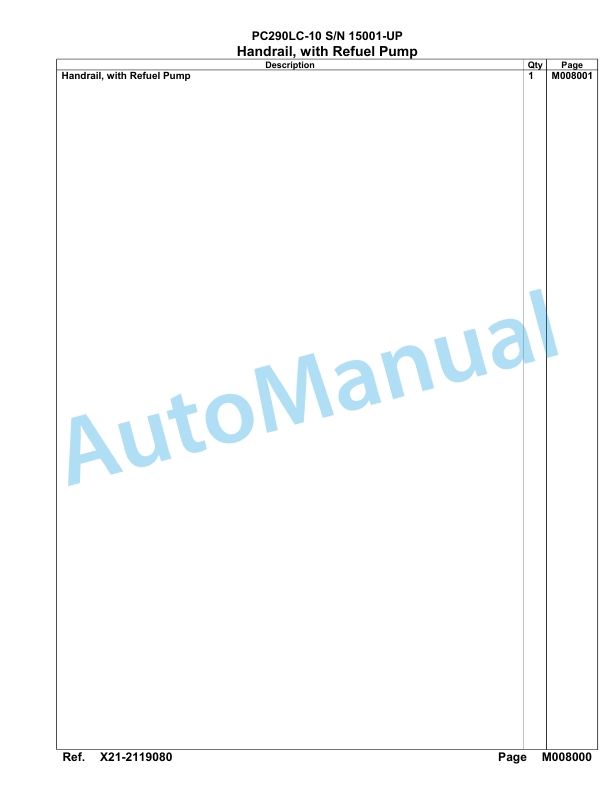 Komatsu PC290LC-10 Hydraulic Excavator Parts Manual 15001-UP-4