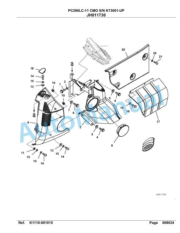 Komatsu PC290LC-11 CMO Hydraulic Excavator Parts Manual K73001-UP-4