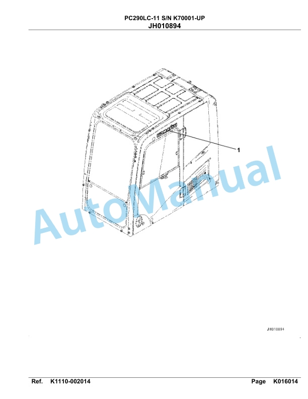 Komatsu PC290LC-11 Hydraulic Excavator Parts Manual PC00012U-4