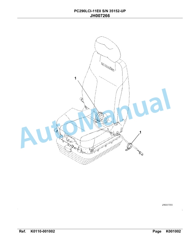 Komatsu PC290LCI-11E0 Hydraulic Excavator Parts Manual PC00090U-3