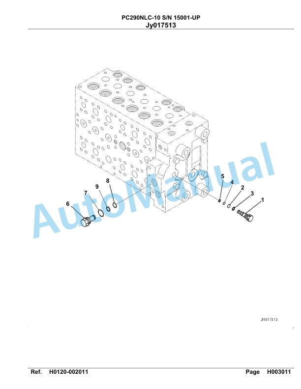 Komatsu PC290NLC-10 Hydraulic Excavator Parts Manual 15001-UP-2