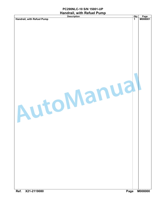 Komatsu PC290NLC-10 Hydraulic Excavator Parts Manual 15001-UP-4