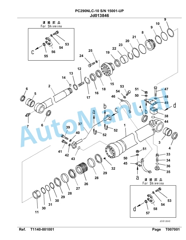 Komatsu PC290NLC-10 Hydraulic Excavator Parts Manual 15001-UP-5