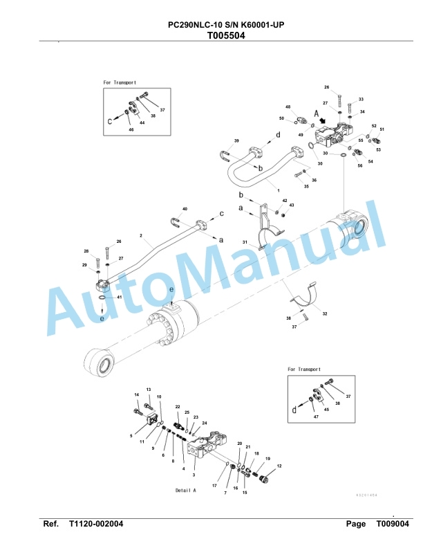 Komatsu PC290NLC-10 Hydraulic Excavator Parts Manual SAA6E2BU-5
