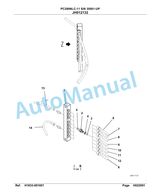 Komatsu PC290NLC-11 Hydraulic Excavator Parts Manual 35001-UP-3