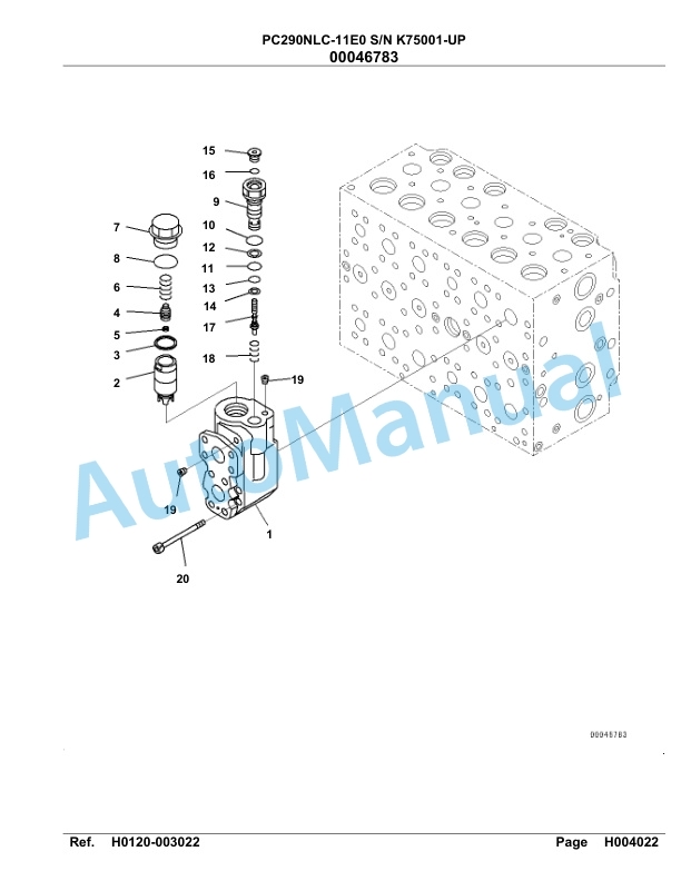 Komatsu PC290NLC-11E0 Hydraulic Excavator Parts Manual PC00062U-2