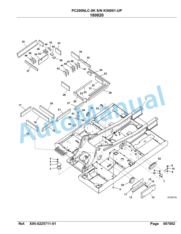 Komatsu PC290NLC-8K Hydraulic Excavator Parts Manual K50001-UP-3