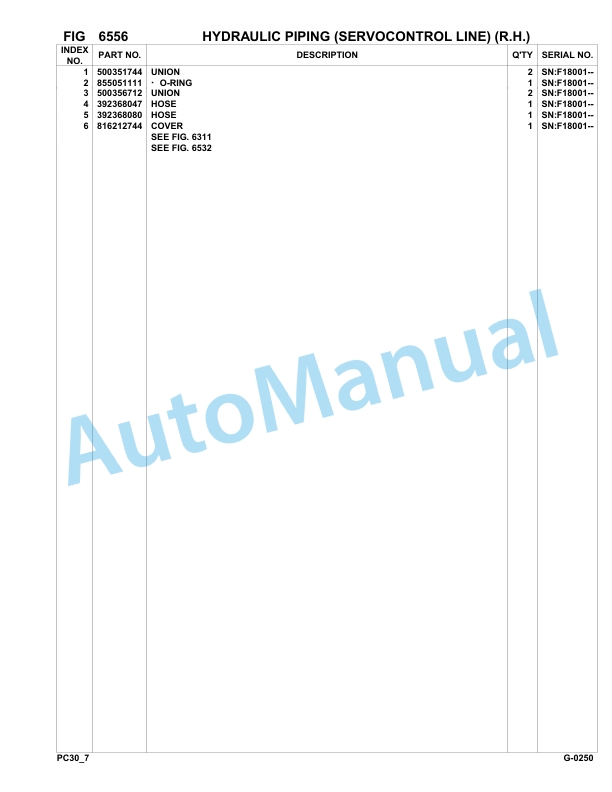 Komatsu PC30-7 Hydraulic Excavator Parts Manual F10001-UP-5