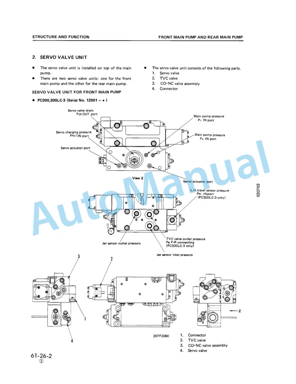 Komatsu PC300-3, PC300LC-3, PC360LC-3 Hydraulic Excavator Shop Manual SEBM2070308-3