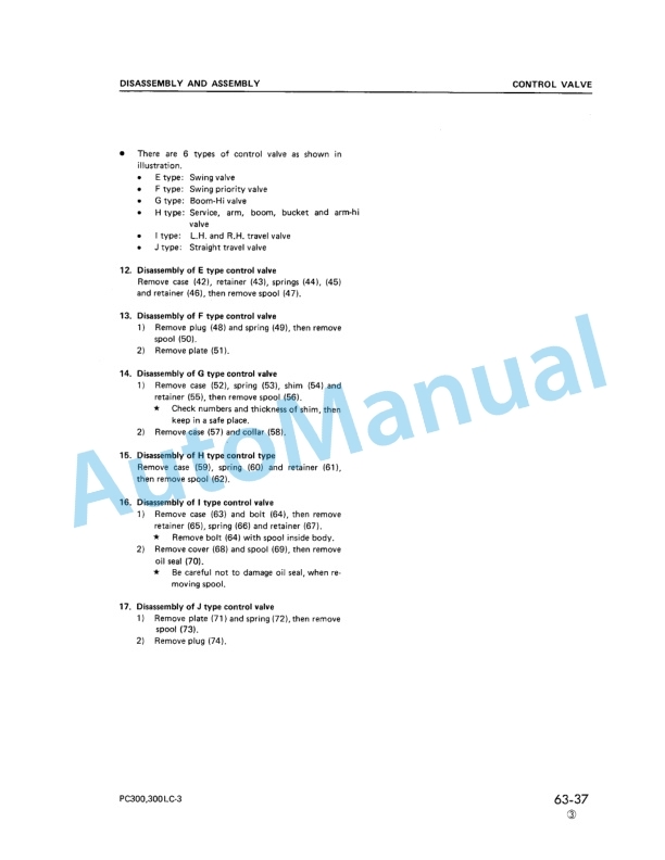 Komatsu PC300-3, PC300LC-3, PC360LC-3 Hydraulic Excavator Shop Manual SEBM2070308-5