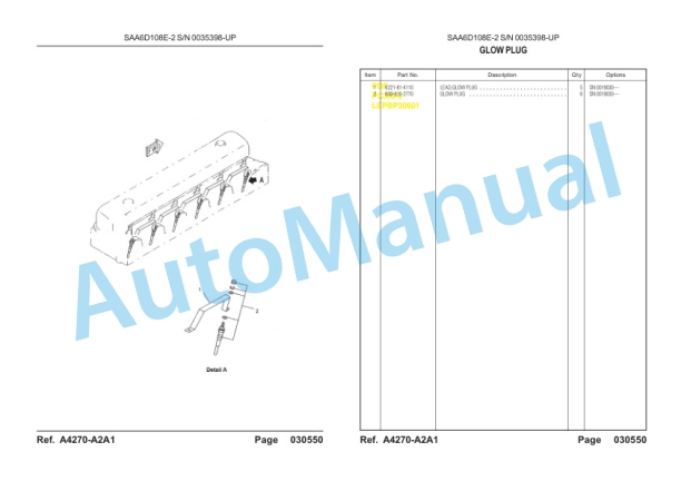 Komatsu PC300-6 Hydraulic Excavator Parts Manual LEPBP30601-2