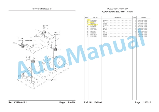 Komatsu PC300-6 Hydraulic Excavator Parts Manual LEPBP30601-4