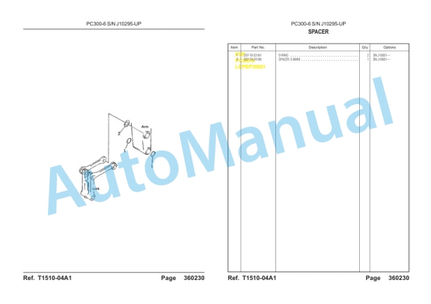 Komatsu PC300-6 Hydraulic Excavator Parts Manual LEPBP30601-5