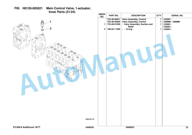 Komatsu PC300-8 ATT Spec Hydraulic Excavator Parts Manual FEN87004-00TH-4