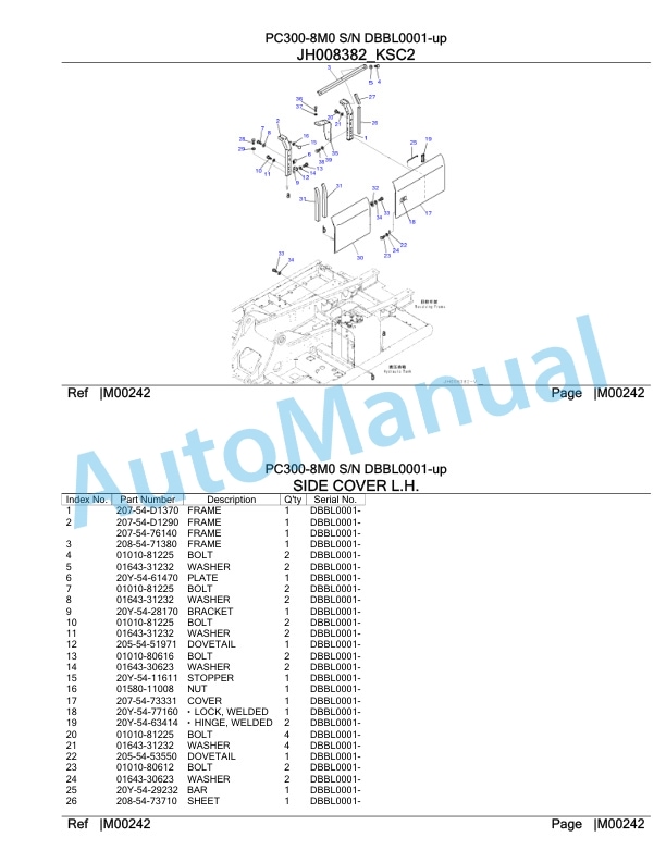 Komatsu PC300-8M0 Hydraulic Excavator Parts Manual DBBL0001-up-4