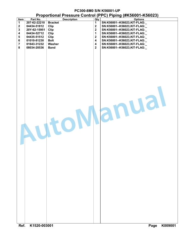 Komatsu PC300-8M0 Hydraulic Excavator Parts Manual PC00038U-4