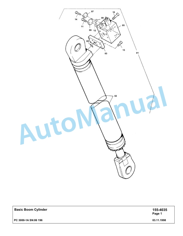 Komatsu PC3000-1A Hydraulic Mining Excavator Parts Manual G06196-4