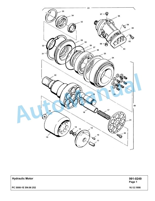 Komatsu PC3000-1E Hydraulic Mining Excavator Parts Manual G06252-5