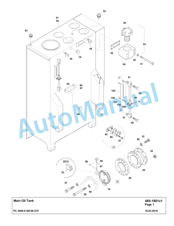 Komatsu PC3000-6 Hydraulic Mining Excavator Parts Manual G06275-2