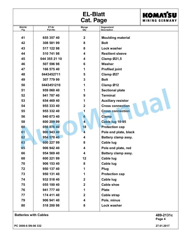 Komatsu PC3000-6 Hydraulic Mining Excavator Parts Manual G06332-4
