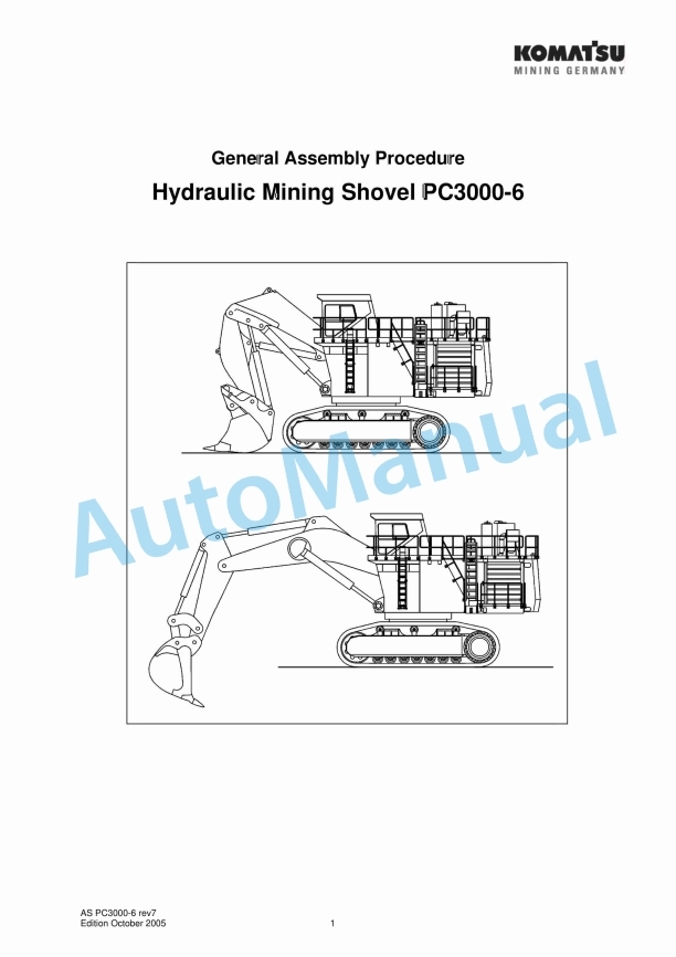 Komatsu PC3000-6 Hydraulic Mining Shovel Field Assembly Instruction PC3000-6rev7