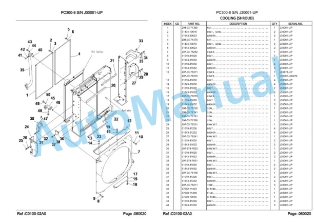 Komatsu PC300SE-8, PC300LCSE-8 Hydraulic Excavator Parts Manual LEPBP30805-2