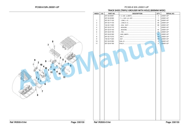 Komatsu PC300SE-8, PC300LCSE-8 Hydraulic Excavator Parts Manual LEPBP30805-4