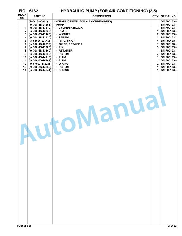 Komatsu PC30MR-2 Hydraulic Excavator Parts Manual F00103-Up-4