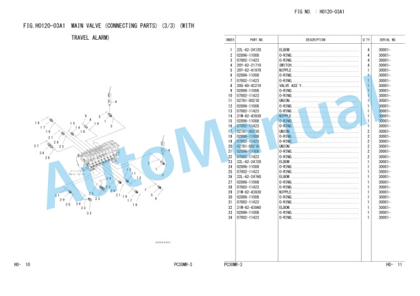 Komatsu PC30MR-3-F Hydraulic Excavator Parts Manual FBN00555-00-2