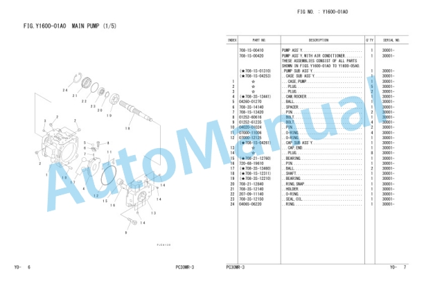 Komatsu PC30MR-3-F Hydraulic Excavator Parts Manual FBN00555-00-5
