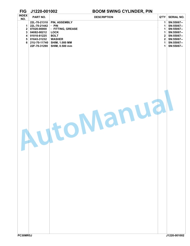 Komatsu PC30MR-5 JPN Hydraulic Excavator Parts Manual 55067-UP-3